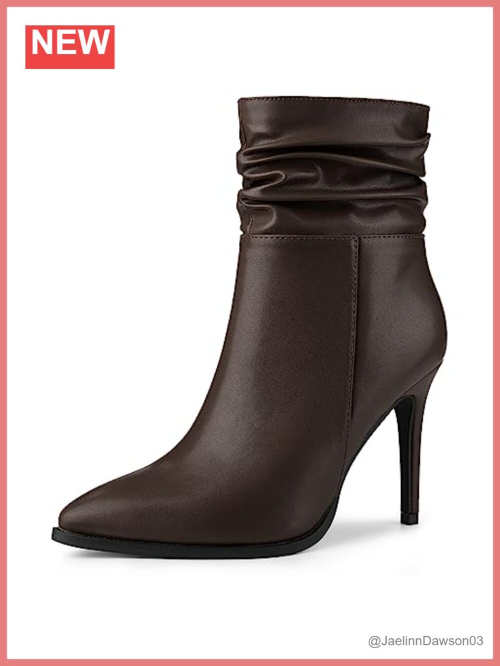 Perphy Women's Slouch Pointed Toe Stiletto Heel Ankle Booties Faux Leather Side